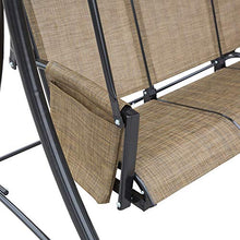 Outsunny Dondolo 3 Posti da Giardino o Terrazzo con Tettuccio Regolabile e Tasche Portaoggetti Marrone 196x128x172cm