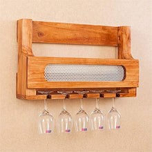 Classico Multifunzione Vino mensola montaggio a parete di legno di pino bottiglia di vino |Rack Glass |Mensola Holder Vino stand |Titolare Calice Hanging 5 Wine Glass ripiano for ristoranti, 60x36cm q