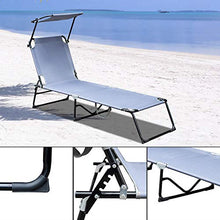 VINGO 2 Pezzi Sdraio Pieghevole Alta, Lettino Prendisole con Parasole Regolabile,Traspirante, Reclinabile, Max Portata 150 kg, Grigio