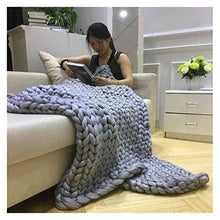 DSLK Moda Mano Chunky Coperta A Maglia Thick Fit Yarn Lana Poliestere Poliestere Bulky Coperte A Maglia Tranquility Coperta Ponderata (Color : Green, Size : 80x100cm)