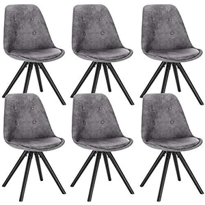 WOLTU BH268dgr-6 Set di 6 Sedie per Sala da Pranzo Soggiorno Stile retrò Seduta Imbottita con Schienale Senza Braccioli in Tessuto Grigio Scuro