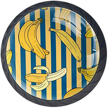 Summer Fruit Banana Yellow Navy Stripe Pomelli per Porta Set di 4 Pomelli per Mobili Manopole per Cassetti Cucina Armadio Vetro