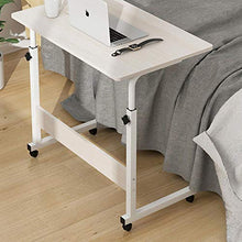 Tubo d'Acciaio Tavolino Pc con MDF Bianco,Altezza Regolabile, Ruote,Comodino Camera Design per Scrivere, Mangiare E Desktop, Superficie Regolabile