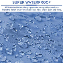 Wemk Copertura per Mobili da Giardino, Copertura Tavolo Esterno Impermeabile, Tessuto Oxford Resistente 420D, 4 Fibbie Antivento, Impermeabile E Antipolvere, Anti-UV, 213 X 132 X 74 cm (Blu)