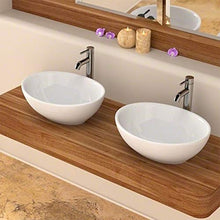 Lavabo in ceramica ovale, 40,5 cm x 33,5 cm x 14,5 cm per bagno e ospite WC Sofia