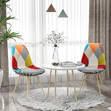 VADIM Set di 2 Sedie da Pranzo Scandinave, Sedie da Cucina Imbottite in Tessuto Patchwork, Sedie Design Solido con Gambe in Metallo, Rovere Imitazione¡­