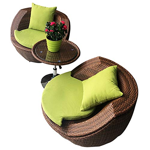 Aimir Set di Mobili da Giardino per Esterni, Balcone per Il Tempo Libero Divano in Rattan Tavolo E Sedia Combinazione Cortile Giardino Conversazione Sedia in Rattan 3 Pezzi