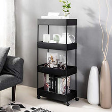 LYM &ripiano di stoccaggio Stoccaggio Carrello, Multifunzione Famiglia Ferro Art Kitchen Shelf da Terra Carrello Trolley -Black 4Tier Scaffale di Finitura