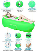 Huou, lettino gonfiabile 2019, divano gonfiabile impermeabile con borsa portaoggetti, amaca con poggiatesta gonfiabile per viaggi, campeggio, piscina e spiaggia (verde)