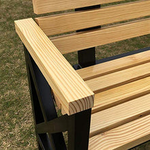 UWY Panca da Giardino Sedia da Parco panchina da Esterno, Sedia Schienale Portico in Legno massello anticorrosivo Cortile per 2 Persone, Telaio in ghisa Resistente agli Agenti atmosferici Tavolo