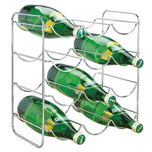 mDesign Portabottiglie Vino per Cucina, frigo o dispensa – Porta Bottiglie in Metallo per Massimo 12 Bottiglie – Cantinetta Ideale per Vino, Birra e liquori – Argento