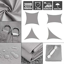Moboo Tenda da sole per balcone, impermeabile, antivento, PES 420D, 96%, protezione UV per giardino, esterni, quadrata, rettangolare, colore grigio