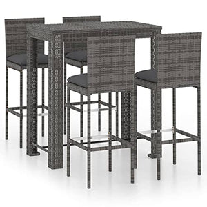 vidaXL Set Bar da Giardino 5 pz con Cuscini in Polyrattan Grigio