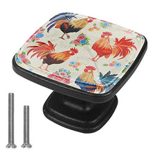 Fiori e gallo carino colorato Pomelli per Porta Set di 4 Pomelli per Mobili Manopole per Cassetti Cucina Armadio Vetro