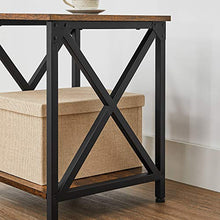 VASAGLE Tavolino, Comodino con Struttura ad X in Acciaio e Ripiano Inferiore, Stile Farmhouse Industriale, 40 x 40 x 50 cm, Marrone Vintage e Nero LET277B01