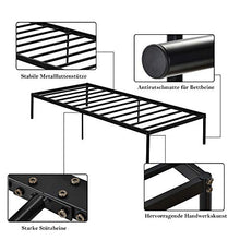 WGYDREAM Letto Struttura Letto in Metallo Nero Letto Singolo Base per Rete Solida Ampio Spazio di Archiviazione per Adulti Bambini Bambini, 200x90 Cm