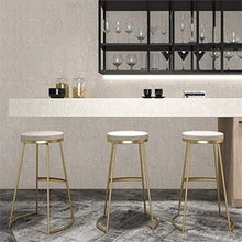 LLT Pratico Sgabello moderno bar sgabello da cucina Bar colazione pranzo struttura della sedia al banco Gold metallo sicurezza morbida cuscino del sedile Carico 130 Kg,bianca,65CM