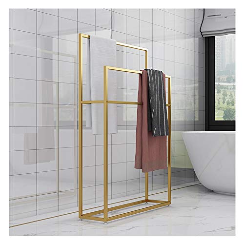 Wing Porta Asciugamani da Terra in Metallo, Porta Salviette Grande per Bagno, Cucina, Piantana da Bagno a 2 Bracci, Resistente, Robusto e Resistente alla ruggine,d'oro,65×20×110cm(L×W×H)