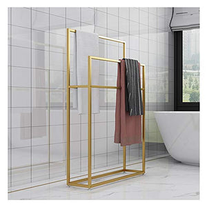 Wing Porta Asciugamani da Terra in Metallo, Porta Salviette Grande per Bagno, Cucina, Piantana da Bagno a 2 Bracci, Resistente, Robusto e Resistente alla ruggine,d'oro,65×20×110cm(L×W×H)