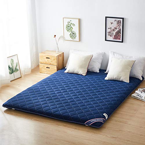 Nileco Tatami Tappetino Premium Soft, King Size Pieghevole Coprimaterasso Trapuntato Giapponese Materasso Futon Schiuma di Memoria Coprimaterasso Home-Blu Marino 100x200cm(39x79inch)