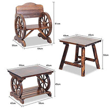 GaoF Set Tavolo e Sedia Singolo in Legno massello per Uso Domestico, Sgabello Decorativo per Balcone all'aperto, Sedile a Forma di Ruota, Tavolo e Sedia da Sala da tè in Legno massello anticorrosivo