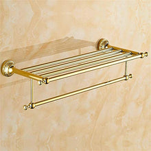 GJJSZ Mensola Porta Asciugamani/portasciugamani Oro Antico,Porta Asciugamani a Due Piani in Acciaio Inossidabile,mensola da Bagno 65 * 23,5 cm a Parete