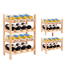 COSTWAY Cantinetta Portabottiglie a 2 Ripiani per 8 Bottiglie, Portabottiglie da Vino in Legno, 43 x 25 x 31 cm