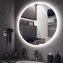 Specchio Rotondo Illuminato Specchio da Bagno con Luce a LED, Specchio per Il Trucco con Interruttore Smart Touch, visualizzazione della Temperatura del Tempo