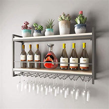 Leifeng Tower Classico Wallmounted Legno e Iron & Wine Bottle Rack e Supporto di Vetro, 2 Livelli di Storage mensola della Parete della Decorazione 39.4 7.9 x21.6