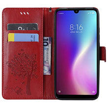 Robinsoni Custodia Compatibile con Xiaomi Redmi 7 Cover Folio a Fogli Mobili Cover Libro Pelle PU Case Taccuino Cover Portafoglio Custodia Libretto Retro Flip Caso Gatta in Rilievo Cover,Rossa