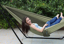 Rebecca Mobili Amaca da Campeggio Giardino Verde Militare Nylon Carico 120 kg con Sacca Moschettoni Funi L 275 x D 136 cm (cod. RE6312)