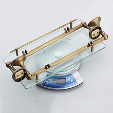 KAIXIN Bagno Doppio Ripiano, Ottone Mensola in Vetro Bagno Vasca da Bagno Cestino Portaoggetti Organizzatore Appeso a Doppia Parete Rettangolo Organizzatore da Bagno Accessori Hardware 41 * 43 Cm