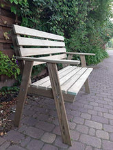 PLATAN ROOM Mobili da giardino in legno di pino 127 cm / 120 cm / 80 cm / 63 cm di larghezza, tavolo da giardino in legno di pino impregnato (panchina con braccioli, 127 cm)