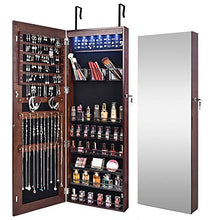 LLGHT Armadietto per Gioielli Sospeso, Armadio a Specchio con Illuminazione Interna a LED, Organizer per Gioielli con Specchio a Figura Intera, per La Camera da Letto di Trucco