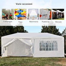 Outsunny Tendone Gazebo 6x3m con Pareti Laterali Rimovibili, Porte e Finestre per Giardino ed Esterno in Metallo, Bianco