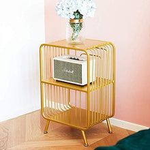 DGHJK Mobili per la casa, Comodino, Camera da Letto, ripiano in Ferro battuto Dorato, scaffale a 2 Livelli, Divano Moda nordica, tavolino, portariviste, 41x30x65 cm