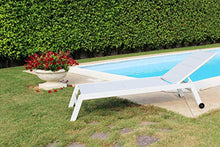 Milani Home s.r.l.s. Lettino Sdraio Imbottito Impilabile in Alluminio E Textilene da Esterno Giardino, per Ristorante Agriturismo Albergo Hotel, Cm 198 X 61 X 34/95 H