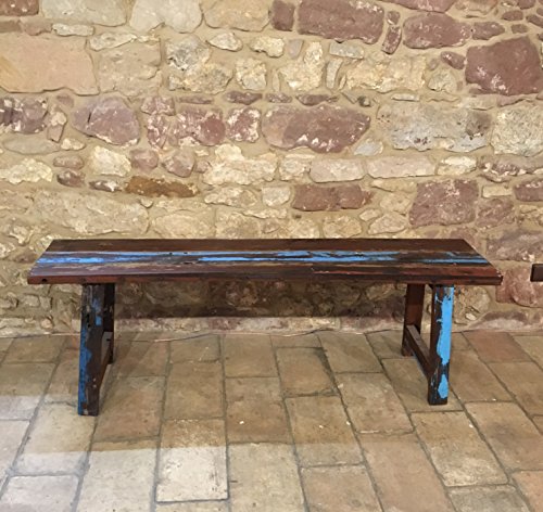 Panchina massiccia indonesiana in legno di teak, panca da giardino multicolore