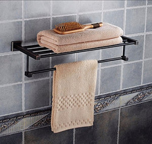 MBYW Portasciugamani Moderno e Minimalista Alto carico Portasciugamani Elegante da Bagno Mensola portaoggetti Porta Asciugamani in Rame Nero, Stile Due 35 cm