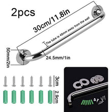 2pcs Maniglione da Bagno in Acciaio Inox, Barra di Sostegno per Bagno in Acciaio Inox,Maniglia da Parete per Vasca,Corrimano Antiscivolo di Sostegno per Anziani, Disabili, 30 cm