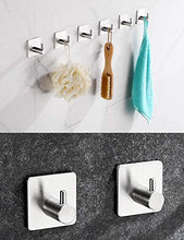 Ganci Autoadesivi in Acciaio Inossidabile Spazzolato, 6 Packs Porta Asciugamano Ganci Impermeabile e Olio-Prova, Gancio Accappatoio Appendiabiti per Bagno Cucina Senza Forare