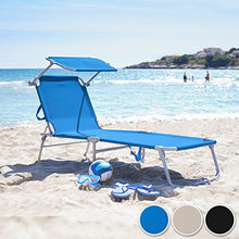 TecTake Sedia Sdraio da Esterno con Tetto Pieghevole in Alluminio - Disponibile in Diversi Colori - (Blu | No. 401429)