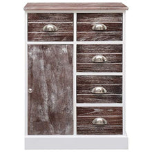 SKM Credenza con 10 Cassetti Marrone 113x30x79 cm in Legno