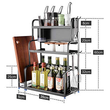 LYM &ripiano di stoccaggio Scaffale da Cucina Scaffale di stoccaggio condimento Multifunzione in Acciaio Inossidabile Scaffale di stoccaggio Cucina - Nero 3 Strati Scaffale di Finitura