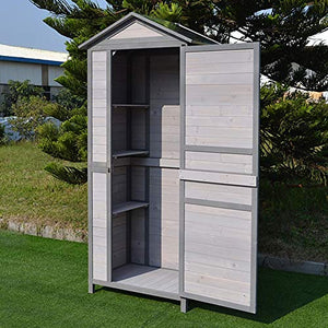 WanuigH Deck Box Outdoor in Legno Strumento Locker Governo di immagazzinaggio Impermeabile Sunproof anticorrosivo Villa Giardino Balcone Armadio da Esterno (Colore : Grigio, Size : 90x63x200cm)
