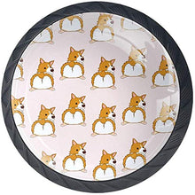 Modello di testa di cane carino Corgi Pomelli per Porta Set di 4 Pomelli per Mobili Manopole per Cassetti Cucina Armadio Vetro
