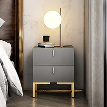 DJFIOSD Comodino in Bianco, Moderno Legno Storage Unit Comodino con 2 Cassetti, Solid Gambe in Legno Metallo E Oro Maniglia Comodino, per Soggiorno E Camera da Letto,Nero
