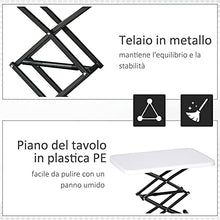 Outsunny Tavolino Pieghevole da Giardino in Metallo e PE, Altezza Regolabile su 4 Livelli, Nero e Bianco, 64x46x34-64cm