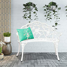 Panchina da Giardino per Esterno, Sedia con Seduta in Metallo e Veranda Panca con Schienale, Panca da Giardino Piazza Portico Percorso Cortile Prato Decor Sedia per 2-3 Persone