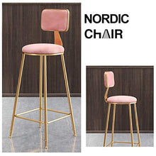 LWW Sgabelli, Bar Sgabelli Chair On-Trend Kitchen And Breakfast Sgabello con Schienale Tessuto in Velluto Rosa Europea Moderna,65 cm,65 cm
